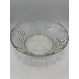 Vintage KIG Indonesia Scalloped Serving Bowl Vintage Grape Pattern